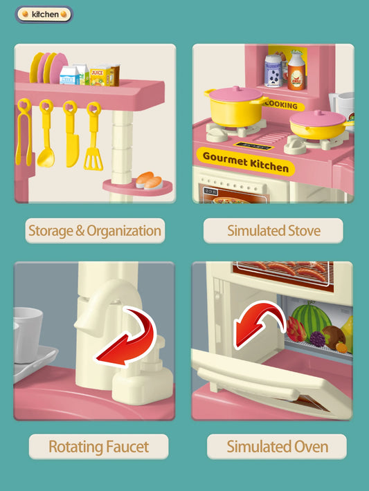 Kinderküche Spielset – Interaktive Spielküche mit Zubehör für Kinder ab 3 Jahren